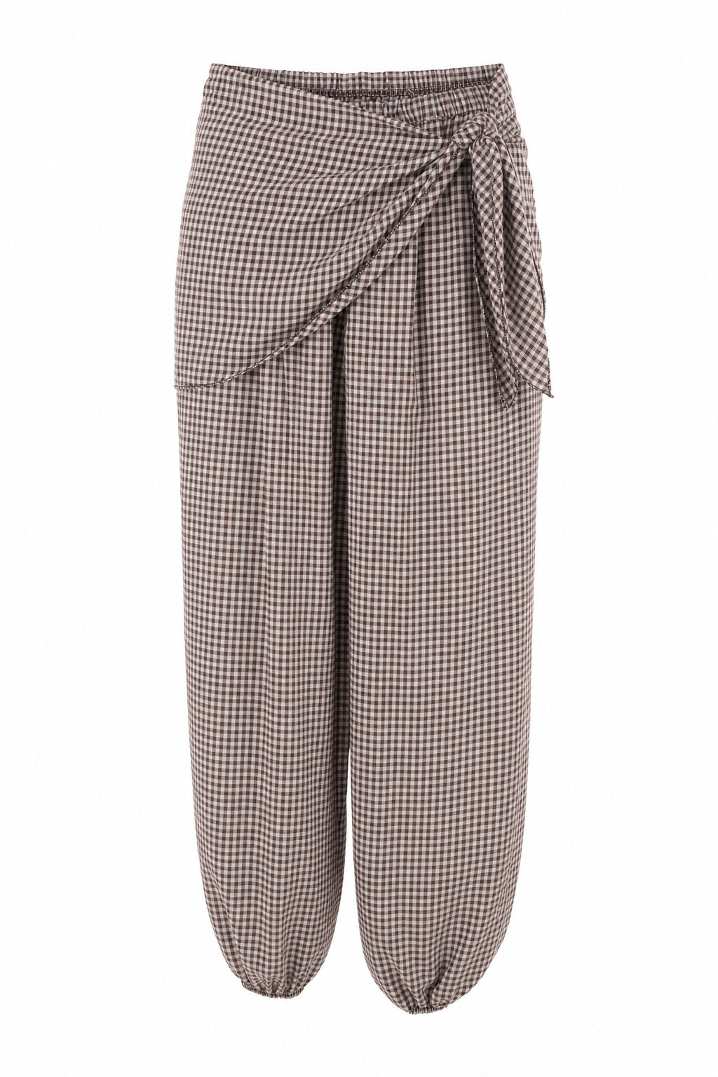 Pantalón de pata de gallo con fajín en color Blanco y negro (pata de gallo) – frontal invisible