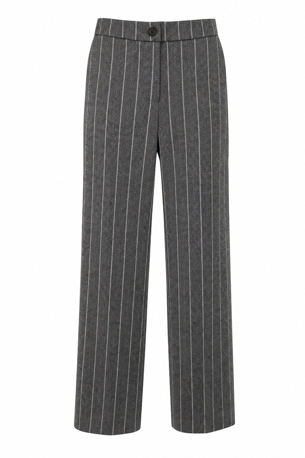 Pantalón recto de raya diplomática en gris en color Gris – frontal invisible