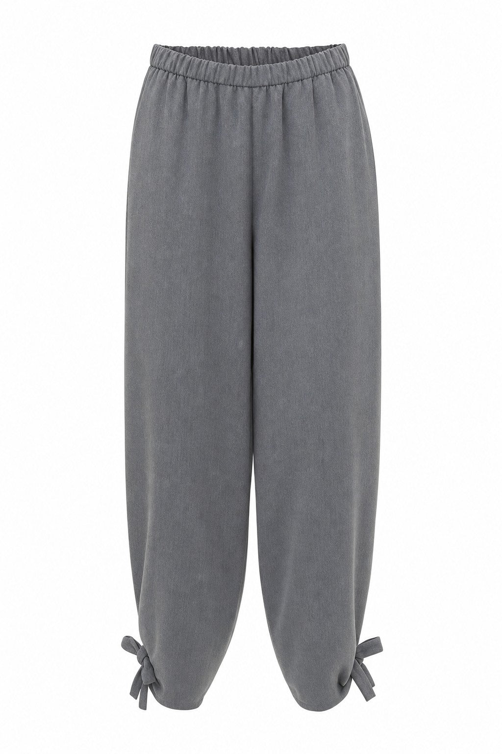 Pantalón bombacho con lazos en el bajo en color Gris – frontal invisible
