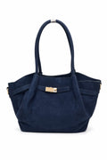 Bolso de ante sintético con asas y cierre dorado en color Marino – producto