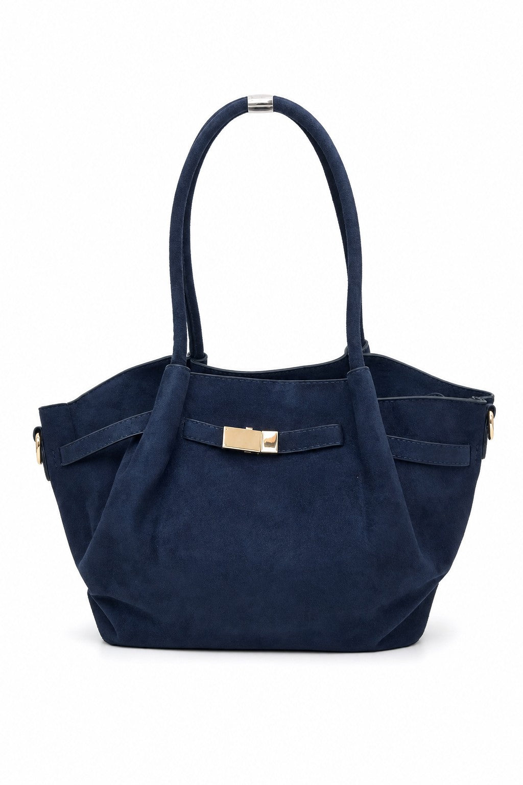 Bolso de ante sintético con asas y cierre dorado en color Marino – producto