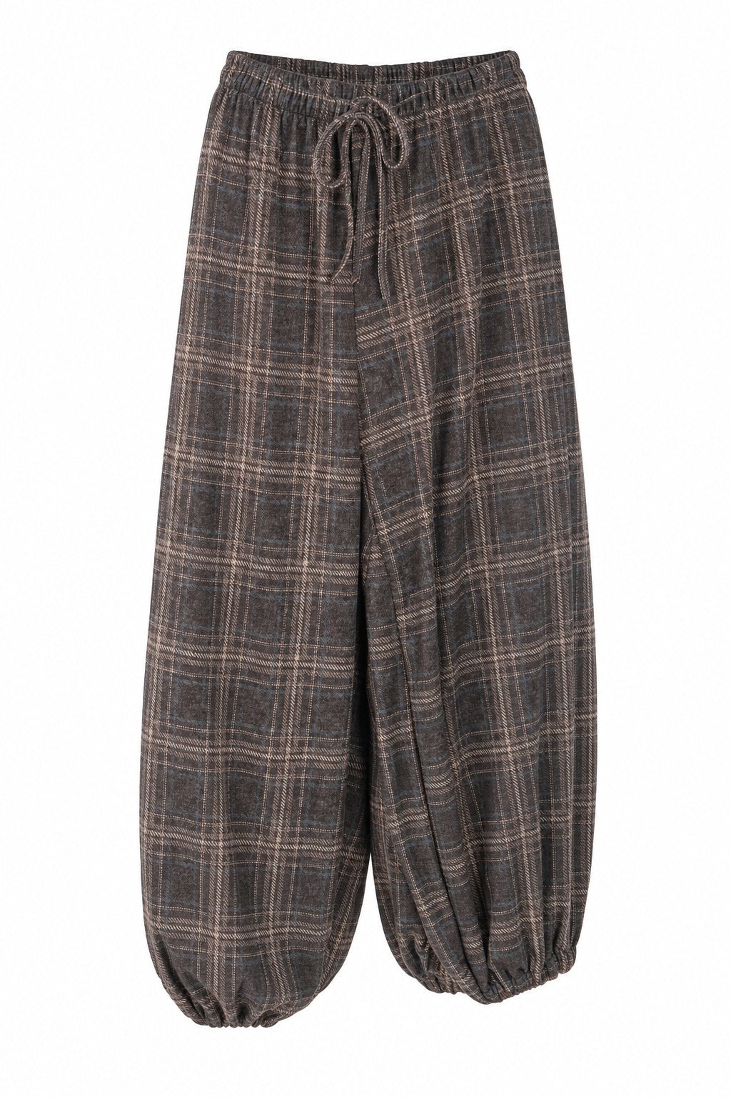Pantalón bombacho de cuadros en marrón en color Marrón (cuadros) – frontal invisible