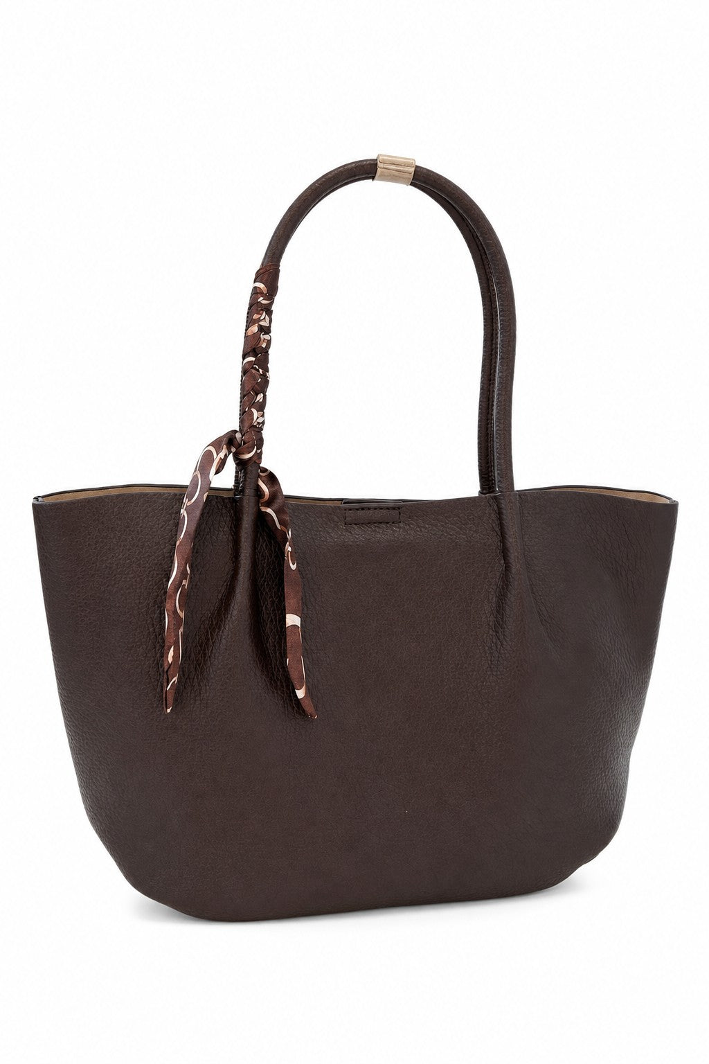 Bolso tote con pañuelo y neceser en color Marrón – producto