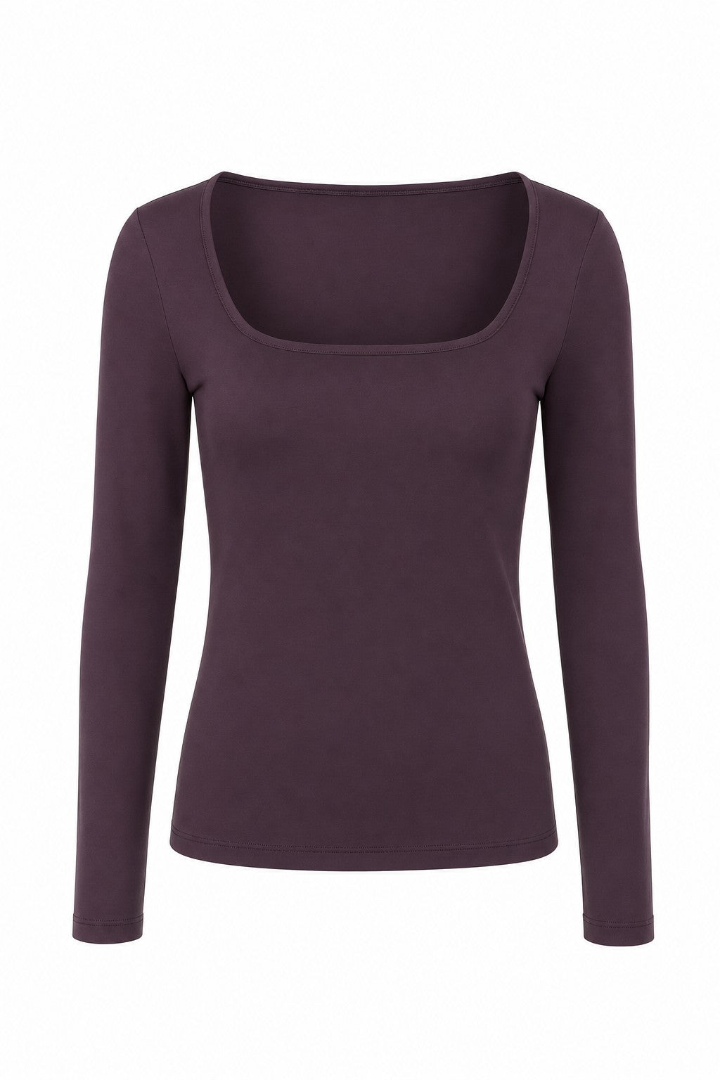 Camiseta de manga larga con escote cuadrado en morado en color Morado – frontal invisible