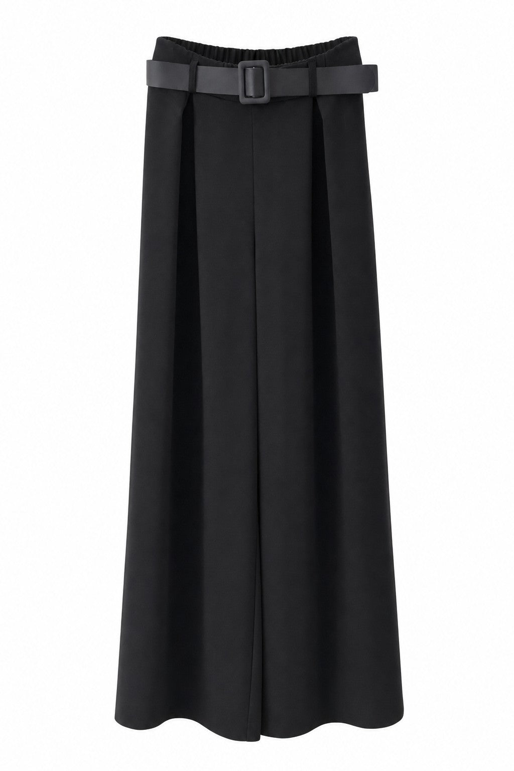 Pantalón palazzo con cinturón en color Negro – frontal invisible