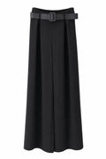 Pantalón palazzo con cinturón en color Negro – frontal invisible