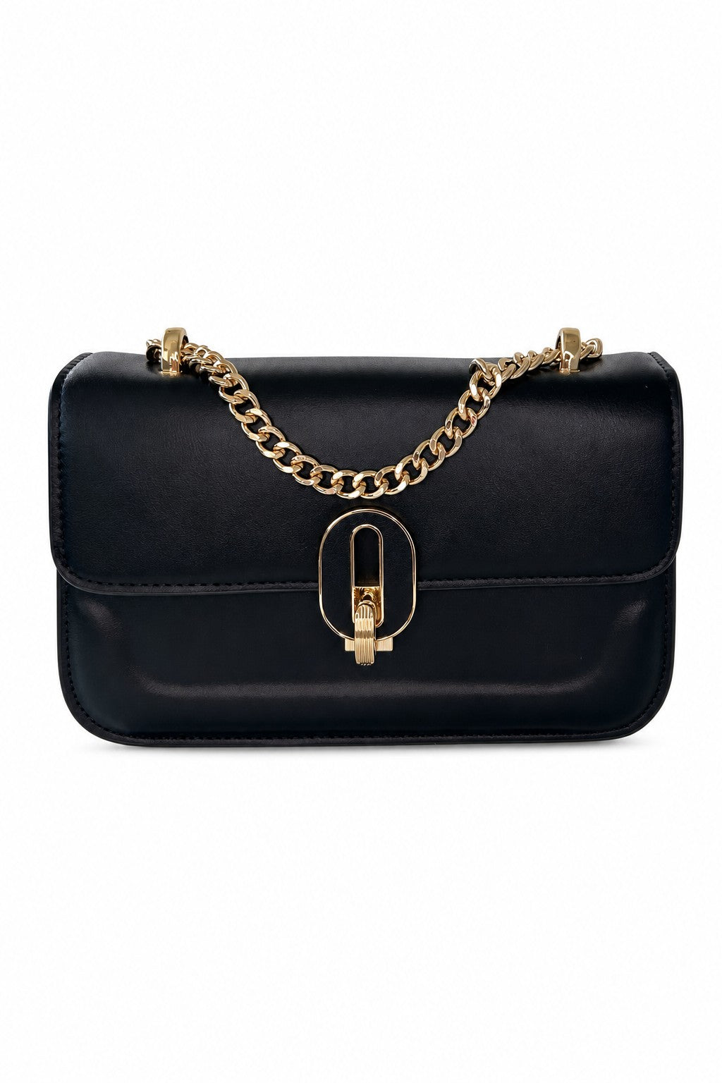 Bolso de hombro con cadena y cierre dorado en color Negro – producto