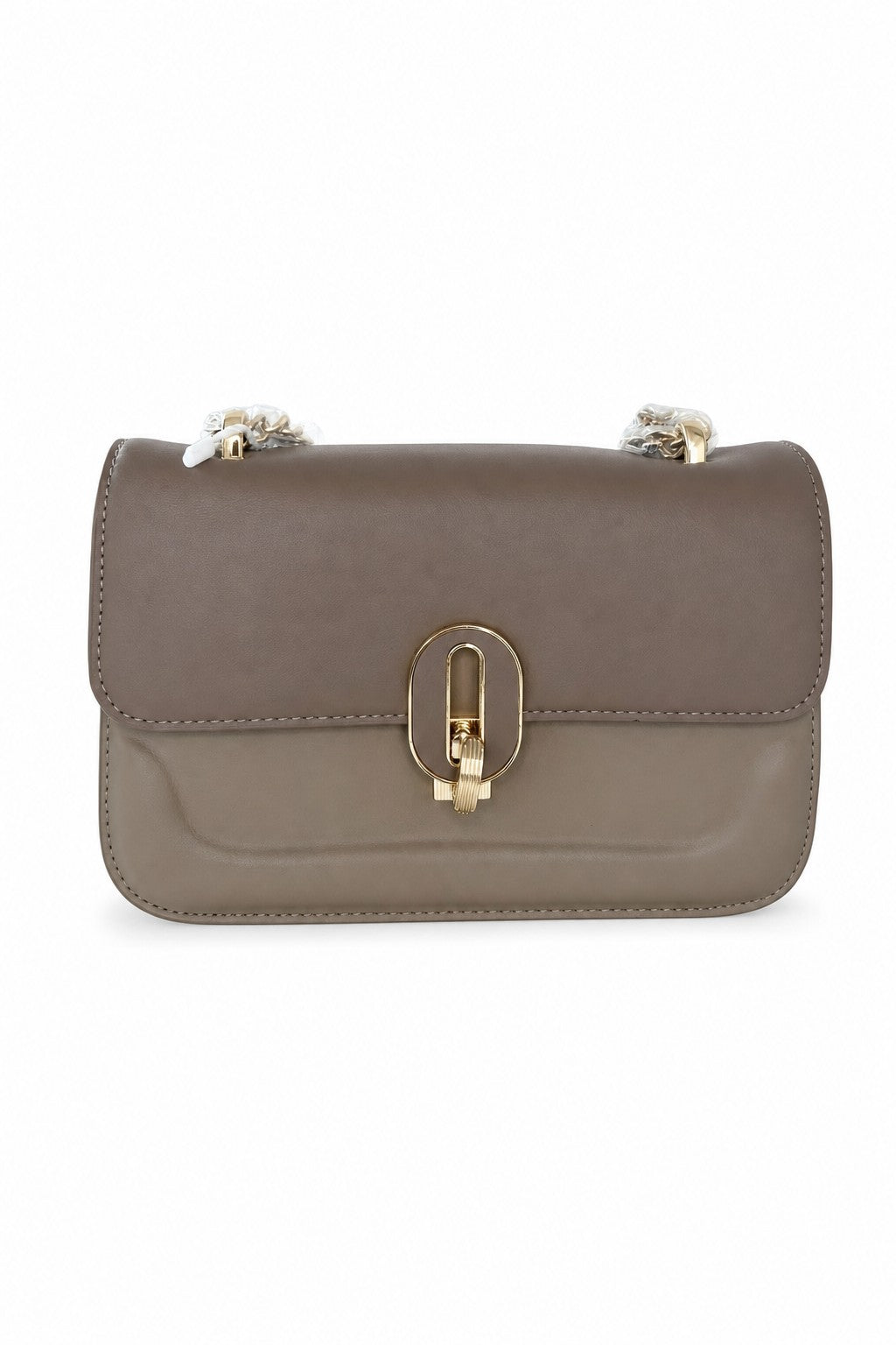 Bolso de hombro con cadena y cierre dorado en color Taupe – producto